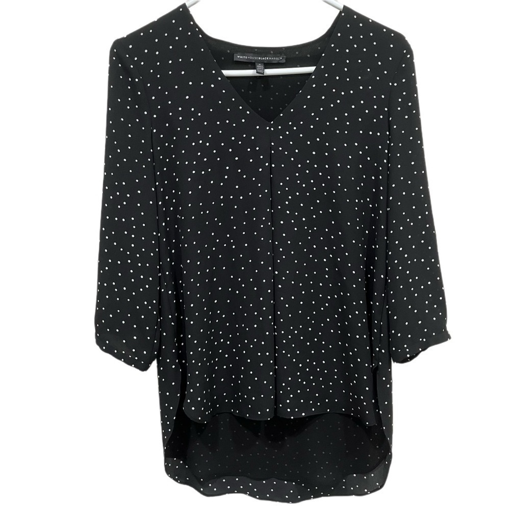 White House Black Market Size 0 Long Sleeve Polka Dot Semi 3/4 With Lining